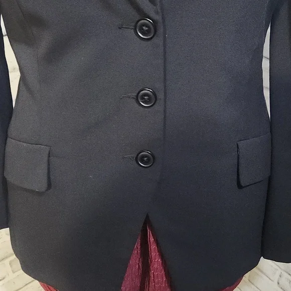 Norma Kamali SZ 10 Black 3 Button Lined Blazer - Picture 5 of 12